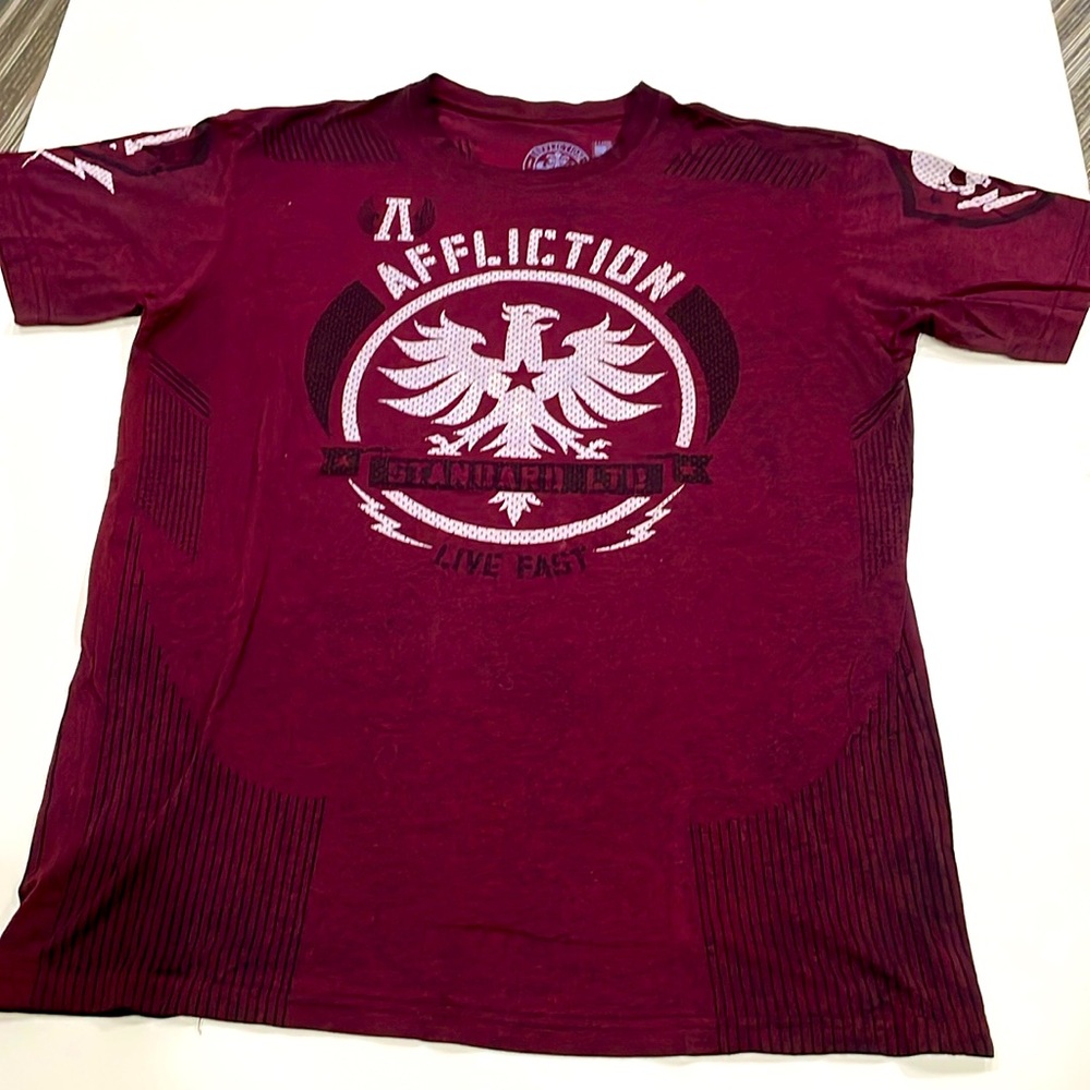 Affliction T-shirt ￼ men’s red size x large excellence condition